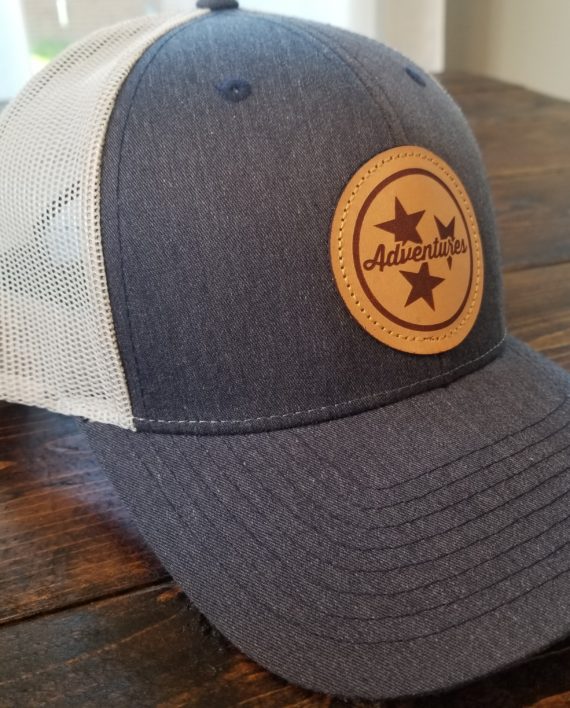 Navy Tristar Leather Patch Trucker Cap Adventures Tennessee