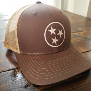 Brown and Khaki Tristar Hat 1