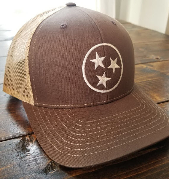 Brown and Khaki Tristar Hat 1