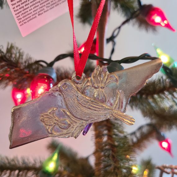 Tennessee State Bird Flower Pewter Christmas Ornament