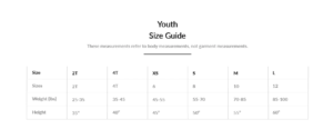 Youth Size Chart